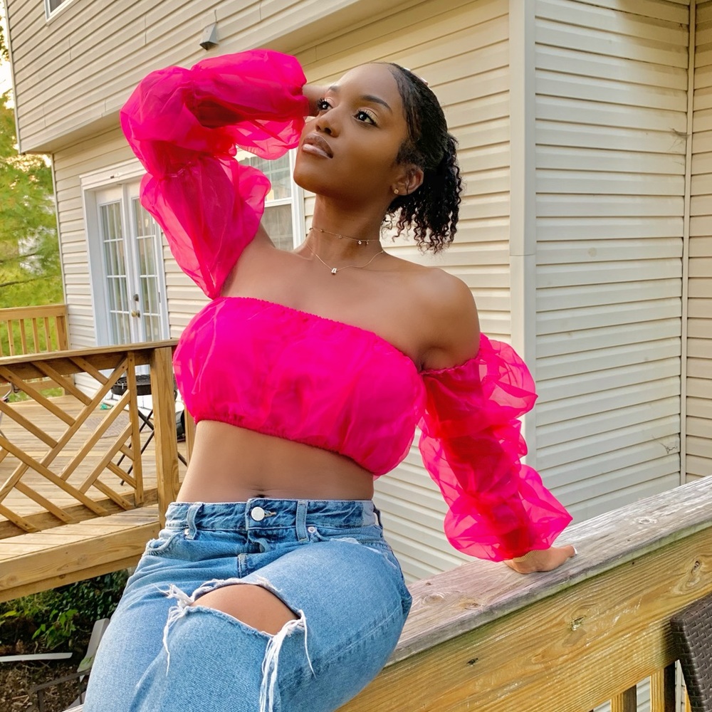 Pink Ruffle Crop Top